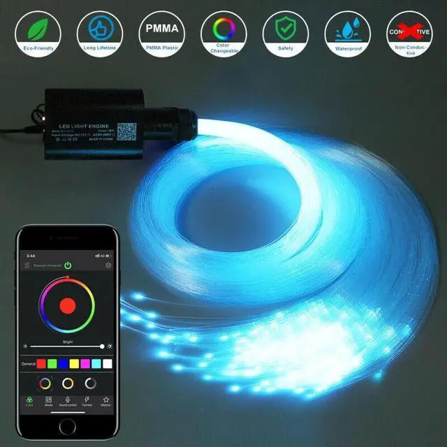 Alt view image 7 of 7 - DC12V 12W RGBW Car Roof Star LAMP LED Starry Ceiling Optical Fiber APP Light Kit