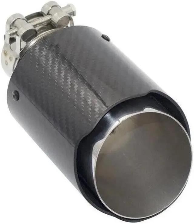 Alt view image 2 of 7 - 1Pcs Universal Carbon Fiber Exhaust Tips 50mm chrome lining Car Muffler Pipe