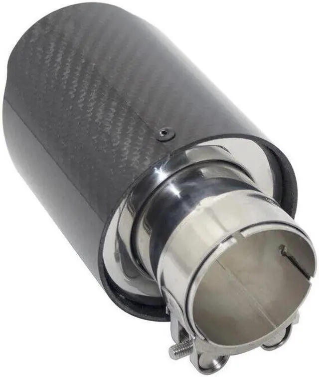 Main image of 1Pcs Universal Carbon Fiber Exhaust Tips 50mm chrome lining Car Muffler Pipe
