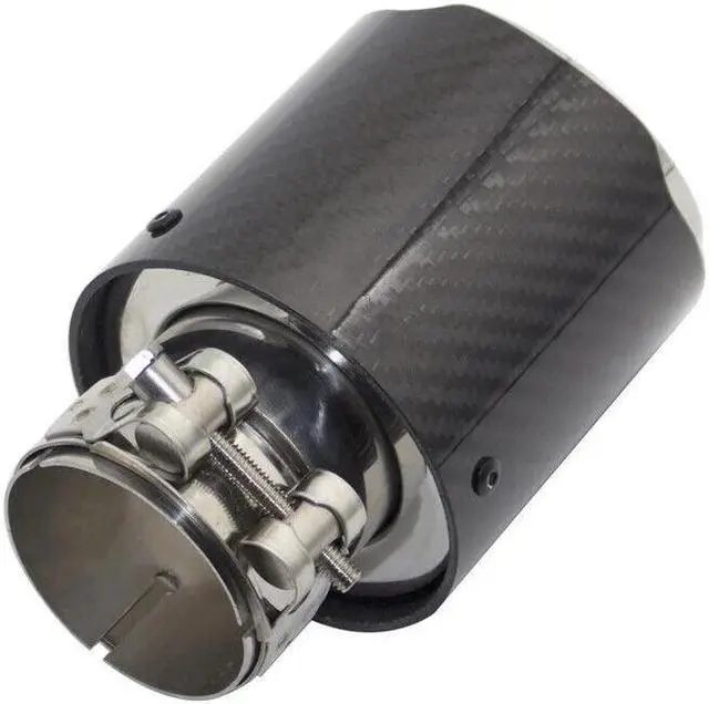 Alt view image 3 of 7 - 1Pcs Universal Carbon Fiber Exhaust Tips 50mm chrome lining Car Muffler Pipe