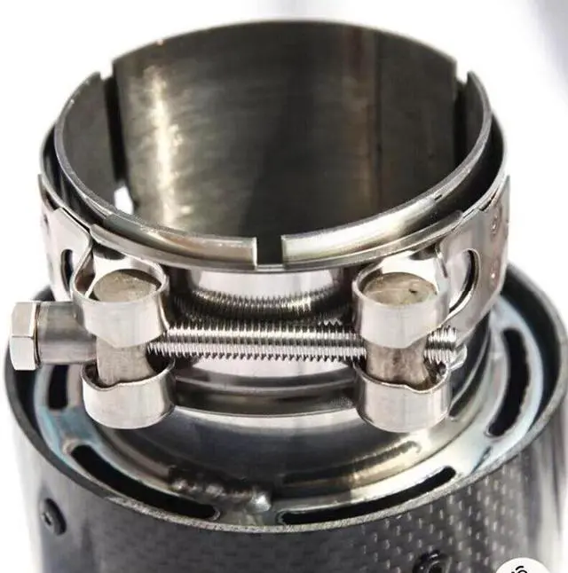 Alt view image 4 of 7 - 1Pcs Universal Carbon Fiber Exhaust Tips 50mm chrome lining Car Muffler Pipe