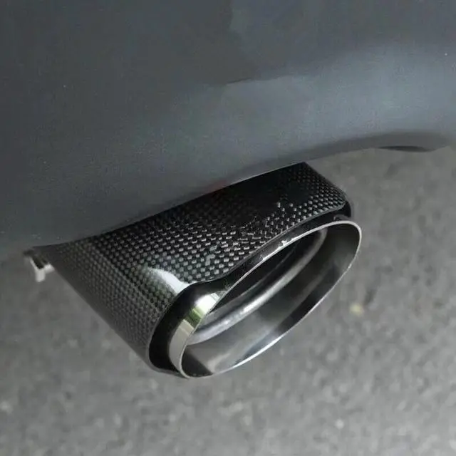 Alt view image 7 of 7 - 1Pcs Universal Carbon Fiber Exhaust Tips 50mm chrome lining Car Muffler Pipe
