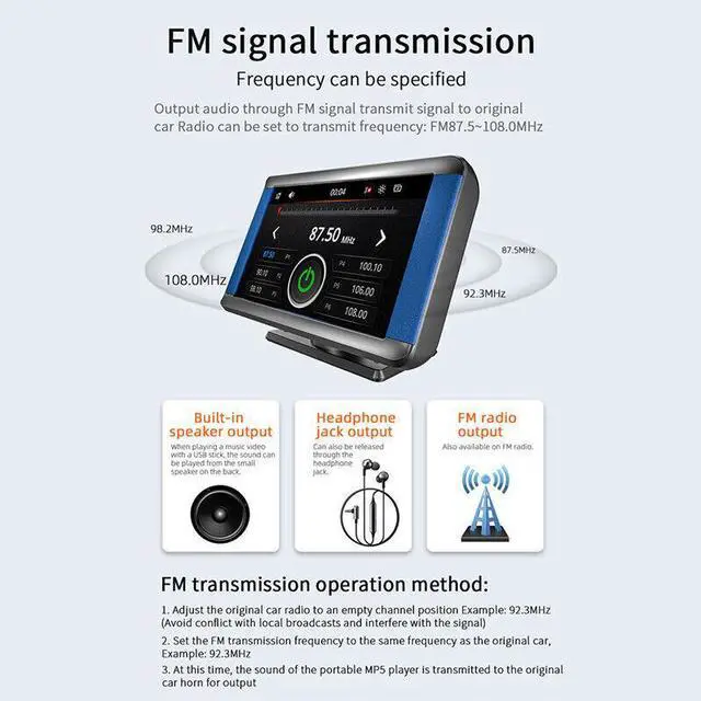 Alt view image 4 of 7 - Car 7In Display MP5 Audio Player FM AM Multimedia Host For Carplay Androidauto