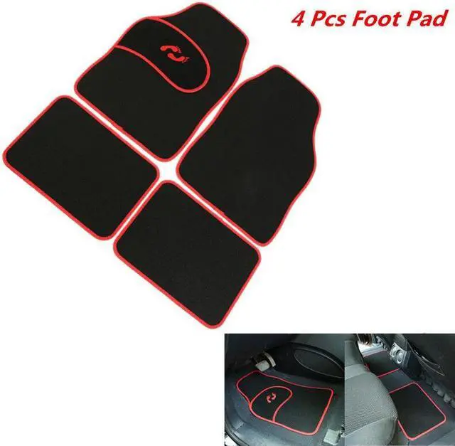 Main image of 4x Black/Red Car Floor Mats Carpet Custom Heavy Duty Heel Prevent Wear Foot Pad