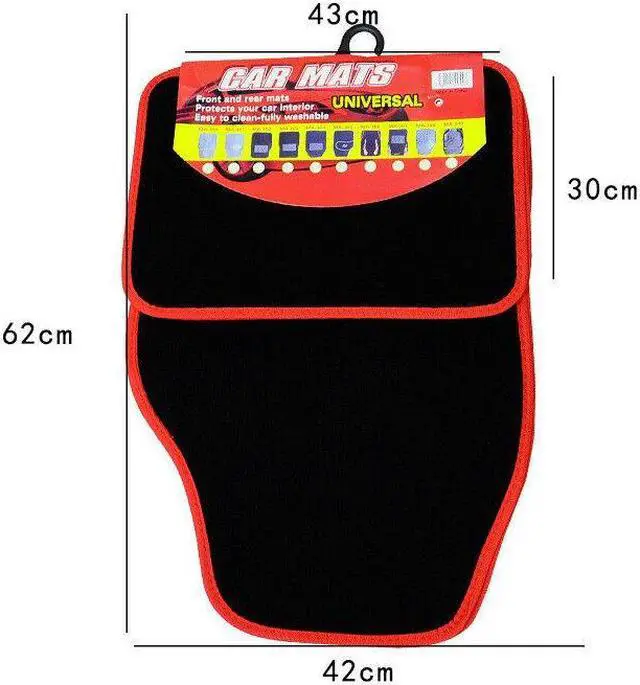Alt view image 2 of 7 - 4x Black/Red Car Floor Mats Carpet Custom Heavy Duty Heel Prevent Wear Foot Pad