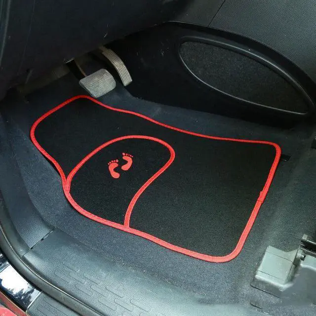 Alt view image 6 of 7 - 4x Black/Red Car Floor Mats Carpet Custom Heavy Duty Heel Prevent Wear Foot Pad