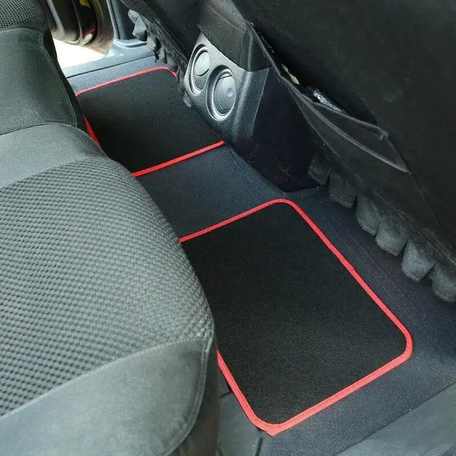 Alt view image 7 of 7 - 4x Black/Red Car Floor Mats Carpet Custom Heavy Duty Heel Prevent Wear Foot Pad