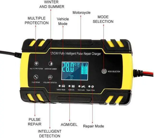 Alt view image 5 of 7 - Car Battery Charger Power Pulse Repair Chargering Tool Wet Dry Lead Acid EU Plug