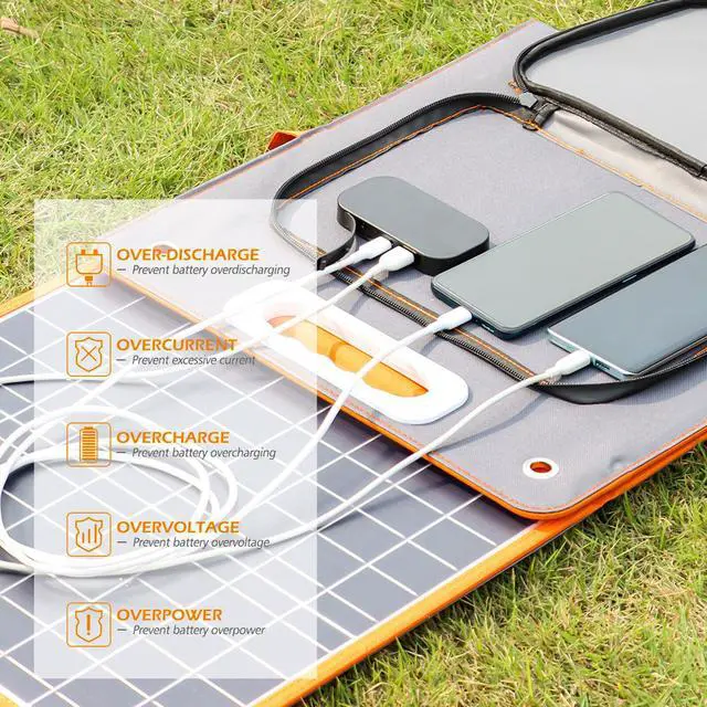 Alt view image 2 of 7 - GOFORT 18V/100W Portable Foldable Solar Panel Charger for Power Station RV E7D5