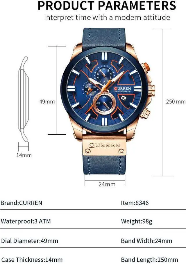 Alt view image 6 of 7 - CURREN Men Watches Wristwatch for Business Male Watch Calendar K7Q2