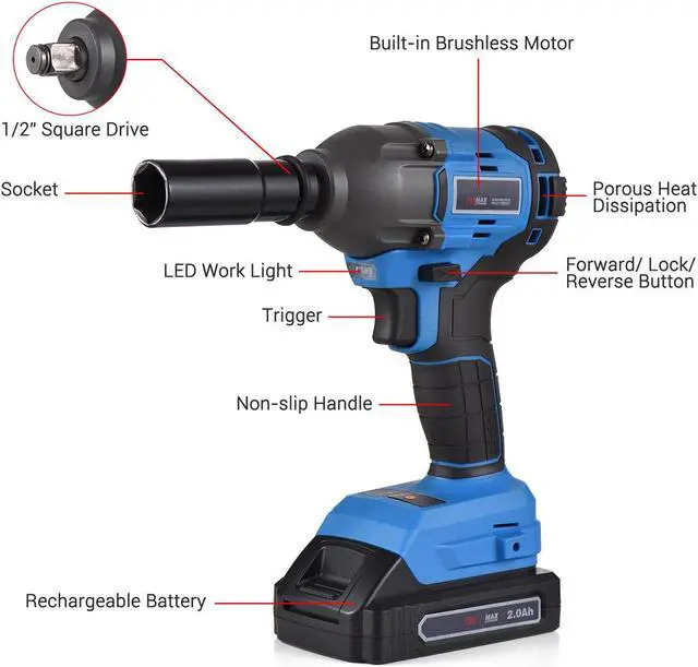 Alt view image 5 of 7 - Cordless Brushless Impact with 1/2in Chuck Variable 350N.m U4P5