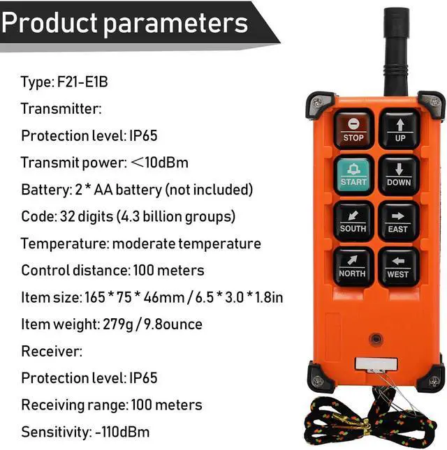 Alt view image 7 of 7 - F21-E1B DC12-72V Industrial Remote Controller Switches Hoist Crane Lift U8E5