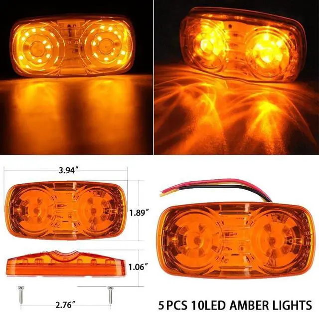 Alt view image 2 of 7 - Amber Trailer RV Marker Light, 10 High-intensity LED, 4x2, 12 Pcs | For Camper, Trucks, Boat 12V, Bullseye/Tiger Eye/Double Bubble Clearance Side Marker Light, IP67 DOT Compliant Surface Mount