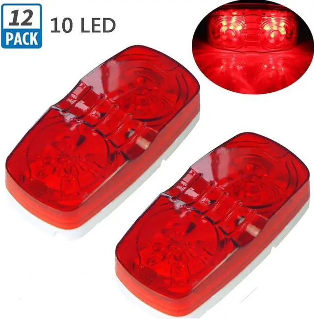 Alt view image 2 of 6 - Red Trailer RV Marker Light, 10 High-intensity LED, 4x2, 12 Pcs | For Camper, Trucks, Boat 12V, Bullseye/Tiger Eye/Double Bubble Clearance Side Marker Light, IP67 DOT Compliant Surface Mount