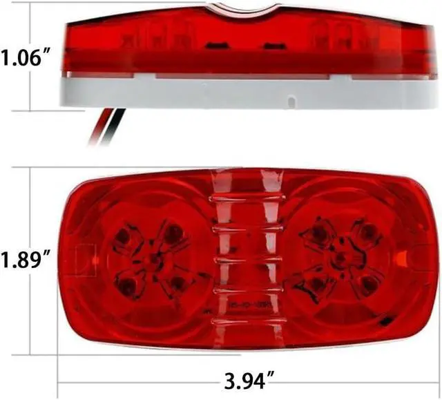 Alt view image 5 of 6 - Red Trailer RV Marker Light, 10 High-intensity LED, 4x2, 12 Pcs | For Camper, Trucks, Boat 12V, Bullseye/Tiger Eye/Double Bubble Clearance Side Marker Light, IP67 DOT Compliant Surface Mount