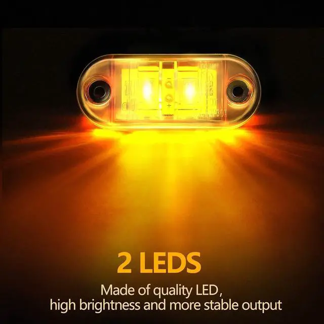 Alt view image 3 of 6 - 10 Pcs LED Trailer Side Marker Lights 2 Diode Oval 2.5in,Amber, Red | Waterproof Clearance Marker for Truck Boat Rv Trailer, Equipped with Mounting Screws, Easy Mount, Running Signal Lighting