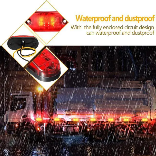 Alt view image 5 of 6 - 10 Pcs LED Trailer Side Marker Lights 2 Diode Oval 2.5in,Amber, Red | Waterproof Clearance Marker for Truck Boat Rv Trailer, Equipped with Mounting Screws, Easy Mount, Running Signal Lighting