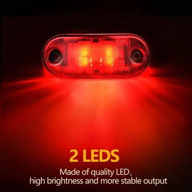 Alt view image 4 of 6 - 10 Pcs LED Trailer Side Marker Lights 2 Diode Oval 2.5in,Amber, Red | Waterproof Clearance Marker for Truck Boat Rv Trailer, Equipped with Mounting Screws, Easy Mount, Running Signal Lighting