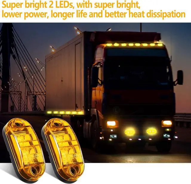 Alt view image 2 of 6 - 10 Pcs LED Trailer Side Marker Lights 2 Diode Oval 2.5in,Amber | Waterproof Clearance Marker for Truck Boat Rv Trailer, Equipped with Mounting Screws, Easy Mount, Running Signal Lighting