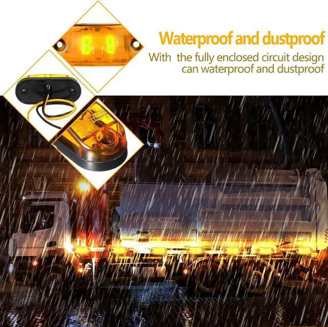 Alt view image 3 of 6 - 10 Pcs LED Trailer Side Marker Lights 2 Diode Oval 2.5in,Amber | Waterproof Clearance Marker for Truck Boat Rv Trailer, Equipped with Mounting Screws, Easy Mount, Running Signal Lighting