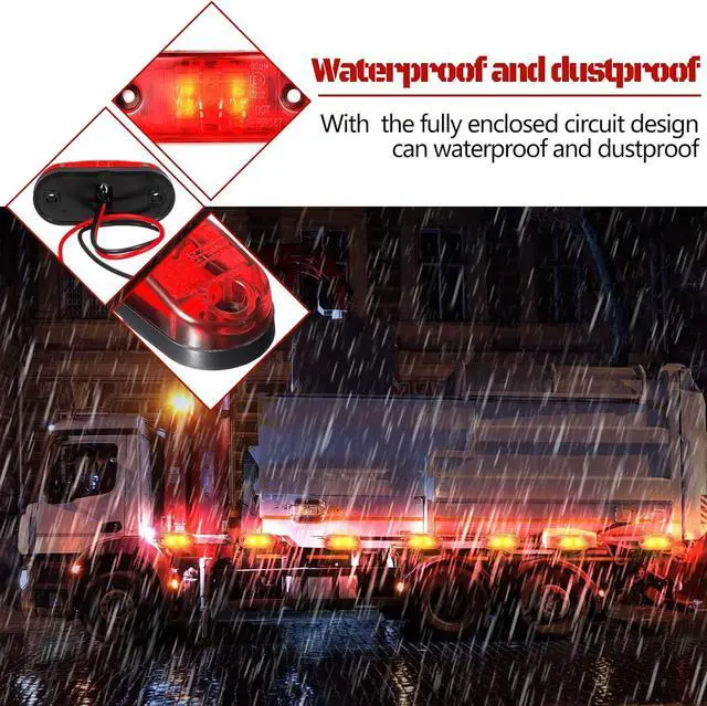 Alt view image 5 of 6 - 10 Pcs LED Trailer Side Marker Lights 2 Diode Oval 2.5in,Red | Waterproof Clearance Marker for Truck Boat Rv Trailer, Equipped with Mounting Screws, Easy Mount, Running Signal Lighting