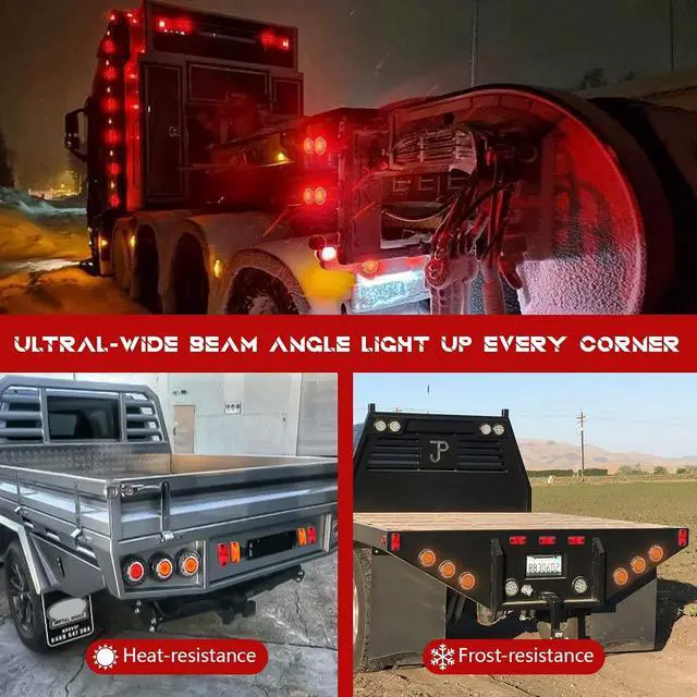 Alt view image 3 of 7 - 4"x2" LED Marker Light, 16 Red Bright Halo Neon, IP67 Waterproof | For truck trailer RV camper van bus, side marker clearance, PC lens, submersible, heavy duty, universal easy install, DOT SAE