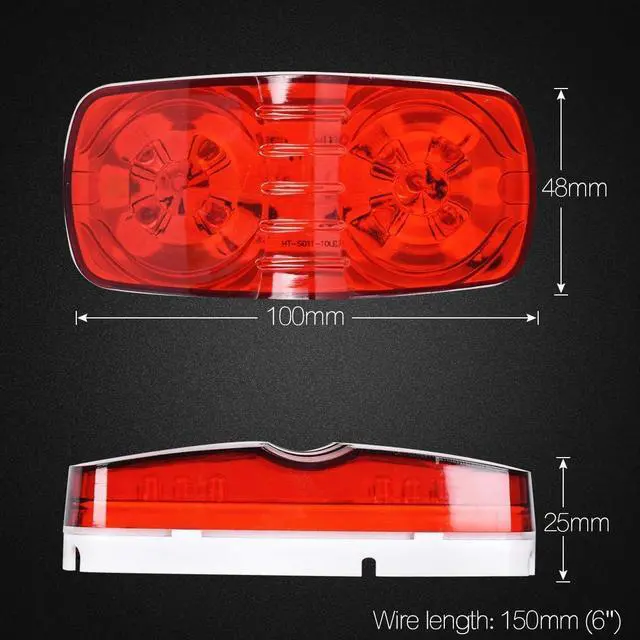Alt view image 2 of 7 - 13Pcs Amber/Red Trailer Marker Light 4x2 Rectangle Led Light Indicators | 10LED Double Bullseye Side Marker Lights Tiger Eye Lamp Surface Mount RV Camper Trucks, 2 Wire