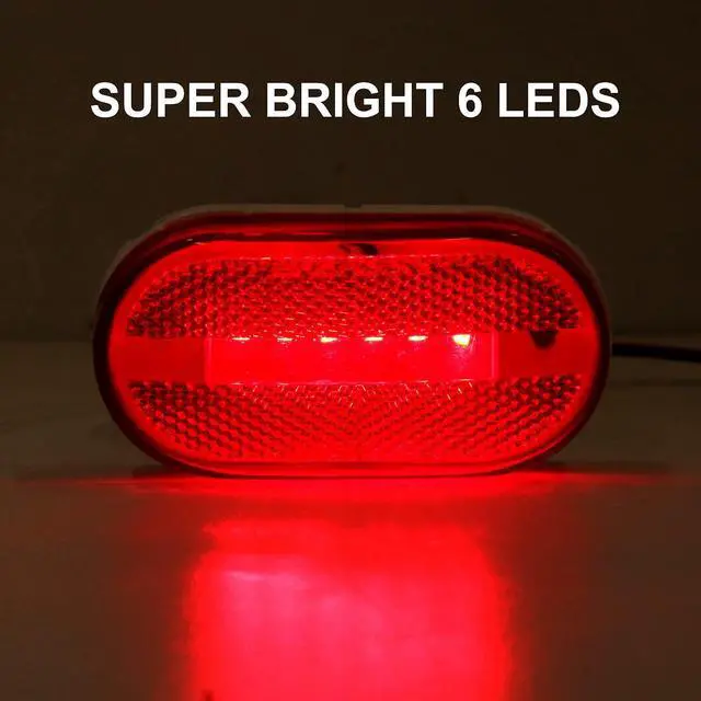 Alt view image 5 of 6 - 14Pcs 4" Inch Rectangular Led Trailer Marker Lights w/Reflex Lens | 2" x 4" Rectangle Trailer LED Clearance Side Marker Lights 6 LED Surface Mount for Truck RV Camper Motorhome Running Lights