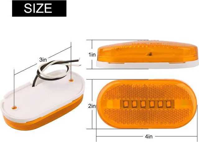 Alt view image 2 of 6 - 14Pcs 4" Inch Rectangular Led Trailer Marker Lights w/Reflex Lens | 2" x 4" Rectangle Trailer LED Clearance Side Marker Lights 6 LED Surface Mount for Truck RV Camper Motorhome Running Lights