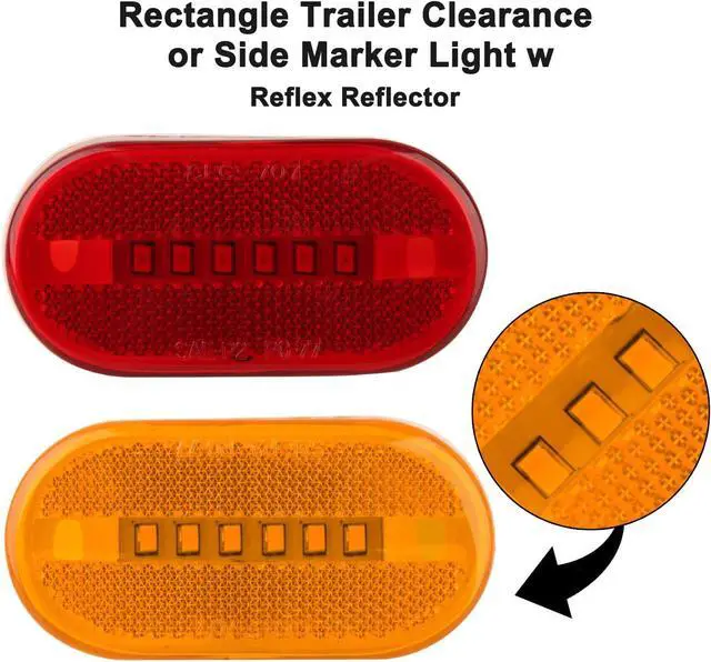 Alt view image 6 of 6 - 14Pcs 4" Inch Rectangular Led Trailer Marker Lights w/Reflex Lens | 2" x 4" Rectangle Trailer LED Clearance Side Marker Lights 6 LED Surface Mount for Truck RV Camper Motorhome Running Lights