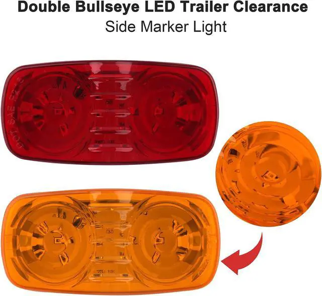 Alt view image 2 of 6 - Double Bullseye Led Marker Trailer Lights 10 LED for RV Truck 7Amber+7Red