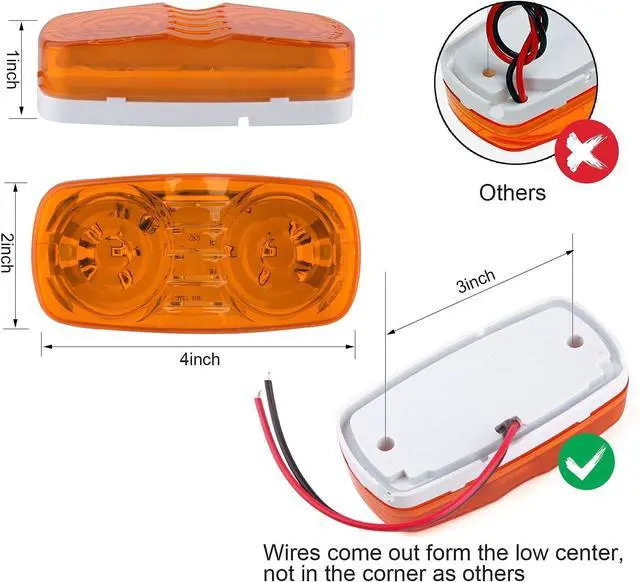 Alt view image 6 of 6 - Double Bullseye Led Marker Trailer Lights 10 LED for RV Truck 7Amber+7Red