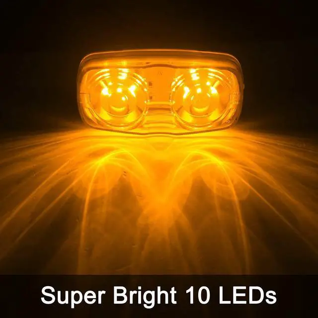 Alt view image 5 of 6 - Double Bullseye Led Marker Trailer Lights 10 LED for RV Truck 7Amber+7Red