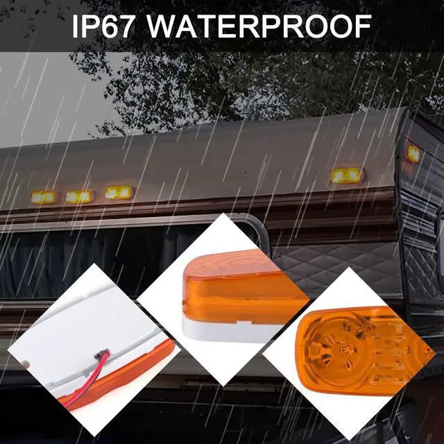 Alt view image 3 of 6 - Double Bullseye Led Marker Trailer Lights 10 LED for RV Truck 7Amber+7Red