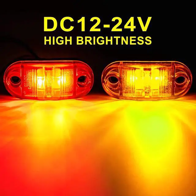 Alt view image 3 of 7 - LED Trailer Lights Kit Front Rear Side Marker Clearance Indicators Light Lamp, 10Pack Amber + 10Pack Red DC12-24V 2.5" Waterproof Universal for RV Camper Truck Van Caravan Boat