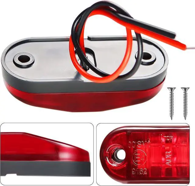 Alt view image 4 of 7 - LED Trailer Lights Kit Front Rear Side Marker Clearance Indicators Light Lamp, 10Pack Amber + 10Pack Red DC12-24V 2.5" Waterproof Universal for RV Camper Truck Van Caravan Boat