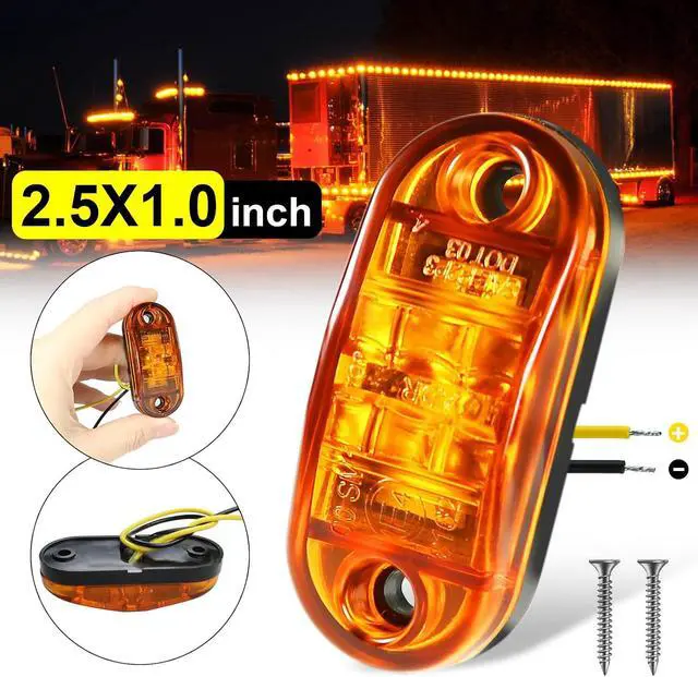 Alt view image 2 of 7 - LED Trailer Lights Kit Front Rear Side Marker Clearance Indicators Light Lamp, 20Pack Amber DC12-24V 2.5" Waterproof Universal for RV Camper Truck Van Caravan Boat,Amber