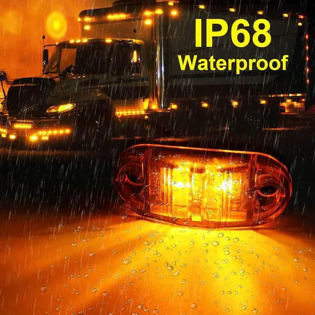 Alt view image 3 of 7 - LED Trailer Lights Kit Front Rear Side Marker Clearance Indicators Light Lamp, 20Pack Amber DC12-24V 2.5" Waterproof Universal for RV Camper Truck Van Caravan Boat,Amber