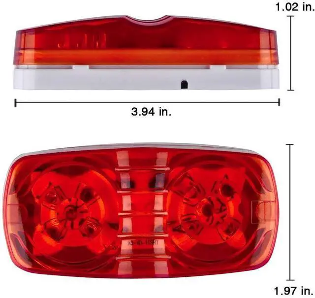 Alt view image 2 of 6 - 10Pcs Red Side Marker Lights Double Bullseye 10 LED Trailer Clearance Light Bulls Tiger Eye for Truck RV Boat Camper Trailers