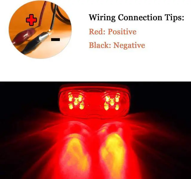 Alt view image 4 of 6 - 10Pcs Red Side Marker Lights Double Bullseye 10 LED Trailer Clearance Light Bulls Tiger Eye for Truck RV Boat Camper Trailers