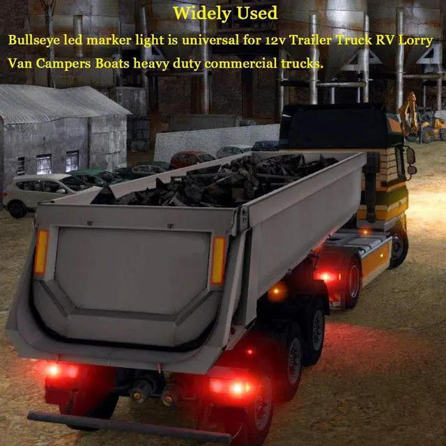 Alt view image 3 of 6 - 10Pcs Red Side Marker Lights Double Bullseye 10 LED Trailer Clearance Light Bulls Tiger Eye for Truck RV Boat Camper Trailers