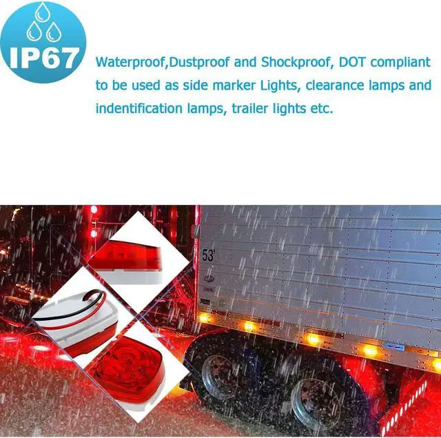 Alt view image 5 of 6 - 10Pcs Red Side Marker Lights Double Bullseye 10 LED Trailer Clearance Light Bulls Tiger Eye for Truck RV Boat Camper Trailers