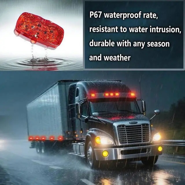 Alt view image 4 of 5 - 10Pcs 4'' Red Trailer Side Marker Lights Double Bullseye Strobe+High/Low Lighting Warning Brake Tail Running RV Taillight 4x2 Tiger Eye 12V Rectangle Clearance Light for Camper,Trucks,Boat
