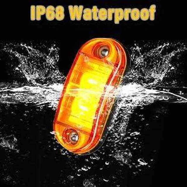 Alt view image 6 of 7 - 10 Pack Amber DC12-24V IP68 Waterproof LED Trailer Lights Kit Front Rear LED Side Marker Clearance Indicators Light for RV Camper Truck Van Caravan Boat