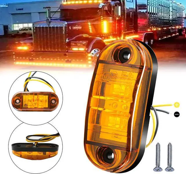 Alt view image 2 of 7 - 10 Pack Amber DC12-24V IP68 Waterproof LED Trailer Lights Kit Front Rear LED Side Marker Clearance Indicators Light for RV Camper Truck Van Caravan Boat