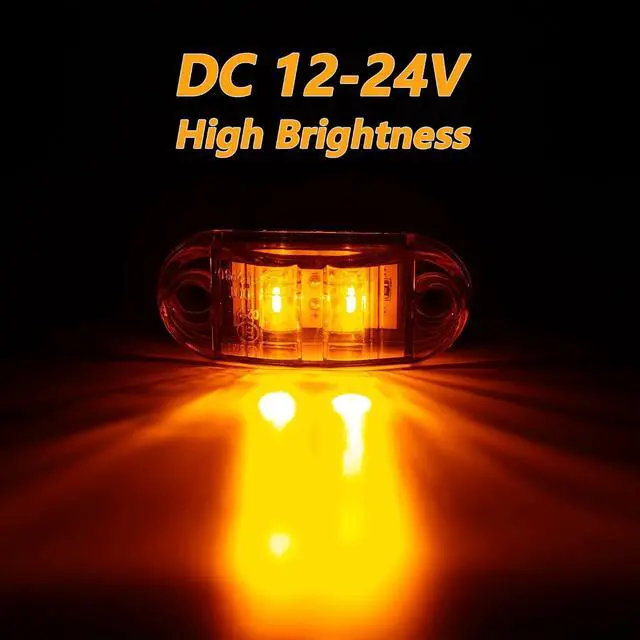 Alt view image 7 of 7 - 10 Pack Amber DC12-24V IP68 Waterproof LED Trailer Lights Kit Front Rear LED Side Marker Clearance Indicators Light for RV Camper Truck Van Caravan Boat