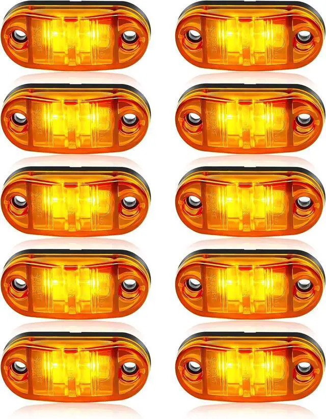 Main image of 10 Pack Amber DC12-24V IP68 Waterproof LED Trailer Lights Kit Front Rear LED Side Marker Clearance Indicators Light for RV Camper Truck Van Caravan Boat