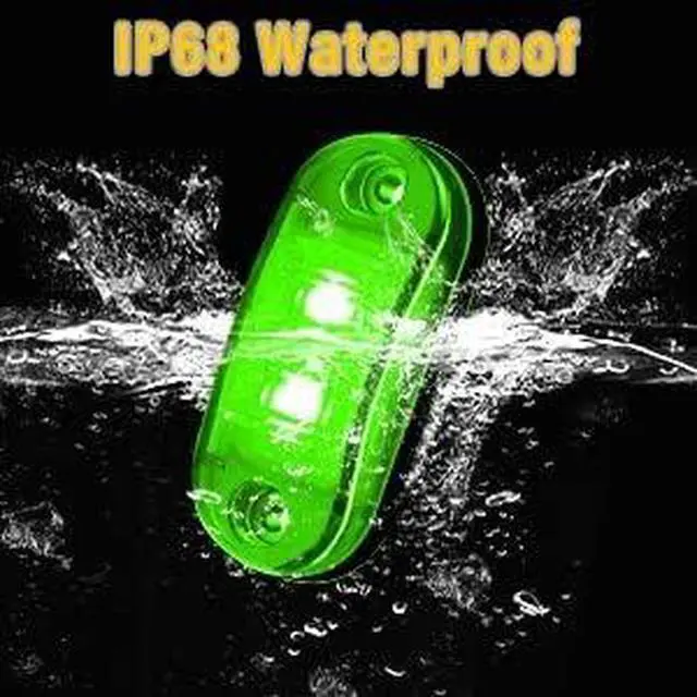 Alt view image 5 of 7 - 10 Pack Green DC12-24V IP68 Waterproof LED Trailer Lights Kit Front Rear LED Side Marker Clearance Indicators Light for RV Camper Truck Van Caravan Boat