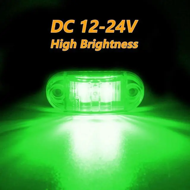 Alt view image 4 of 7 - 10 Pack Green DC12-24V IP68 Waterproof LED Trailer Lights Kit Front Rear LED Side Marker Clearance Indicators Light for RV Camper Truck Van Caravan Boat