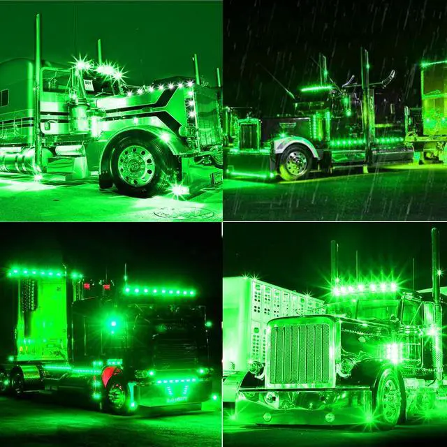 Alt view image 3 of 7 - 10 Pack Green DC12-24V IP68 Waterproof LED Trailer Lights Kit Front Rear LED Side Marker Clearance Indicators Light for RV Camper Truck Van Caravan Boat